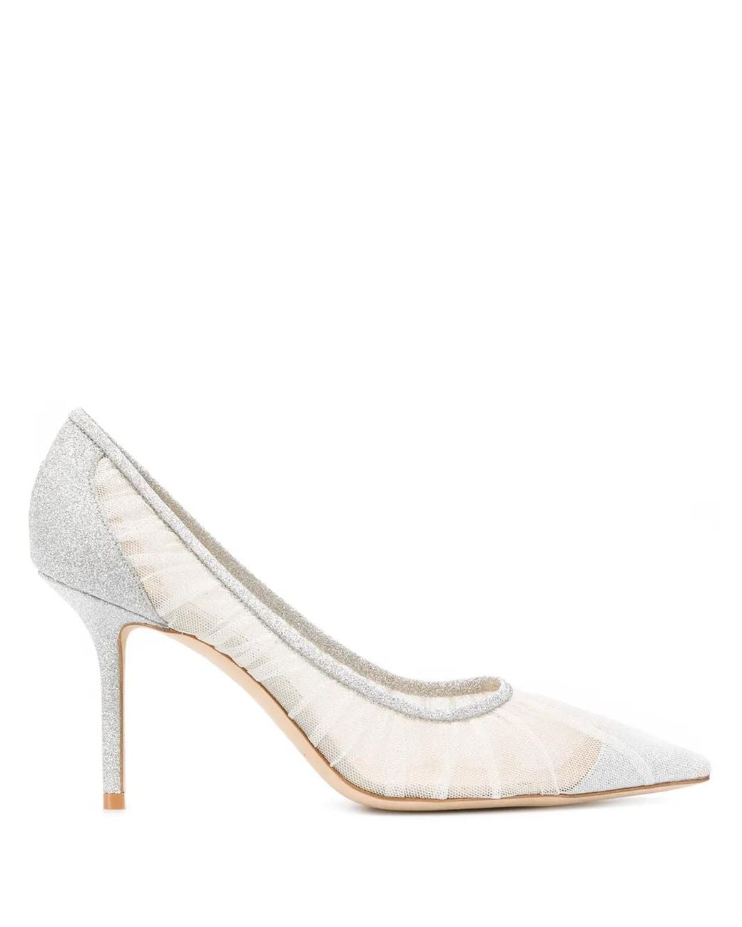 Jimmy Choo White Love 85Mm Glitter Pumps