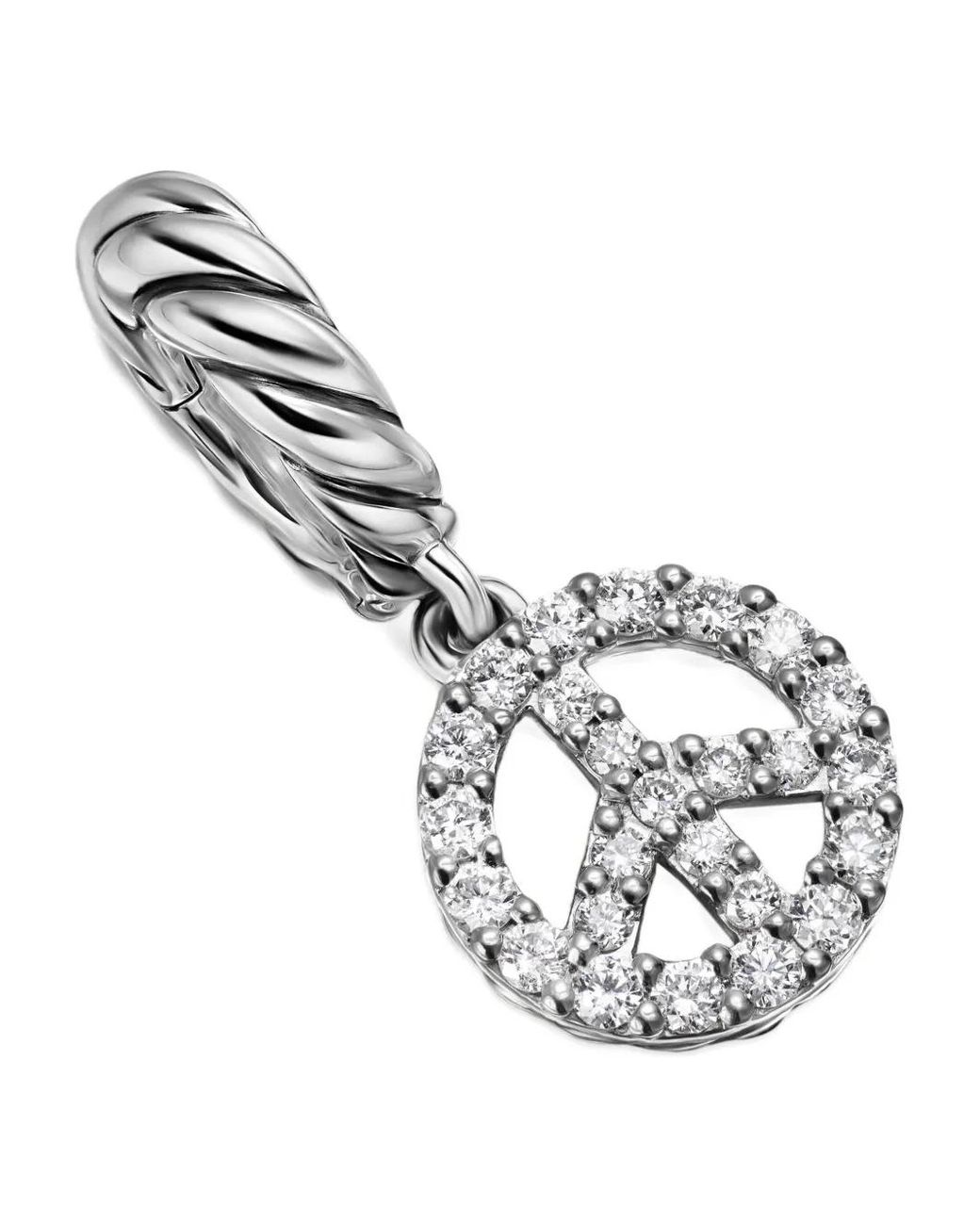 David Yurman Metallic Micro Pavé Peace Sign Diamond Necklace