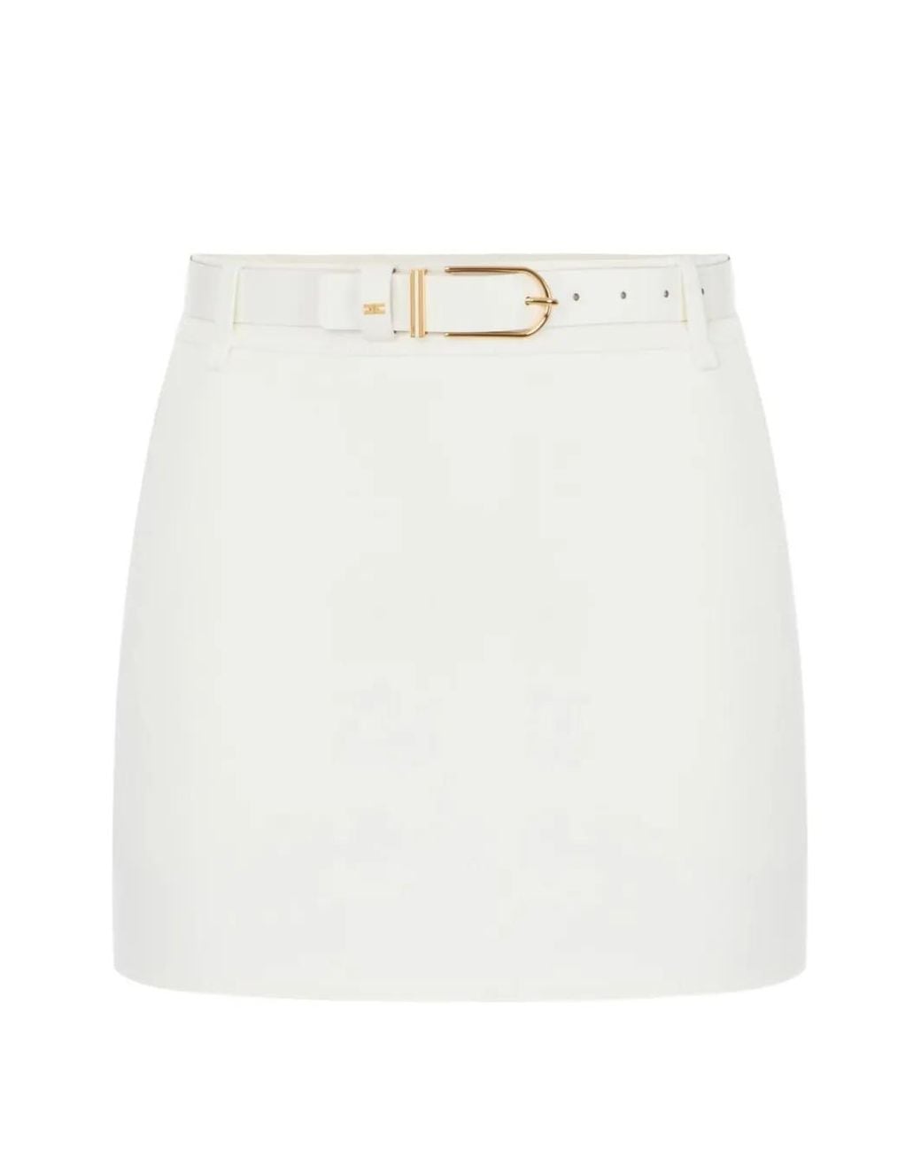 Elisabetta Franchi White Double-Layer Crêpe Miniskirt With Belt