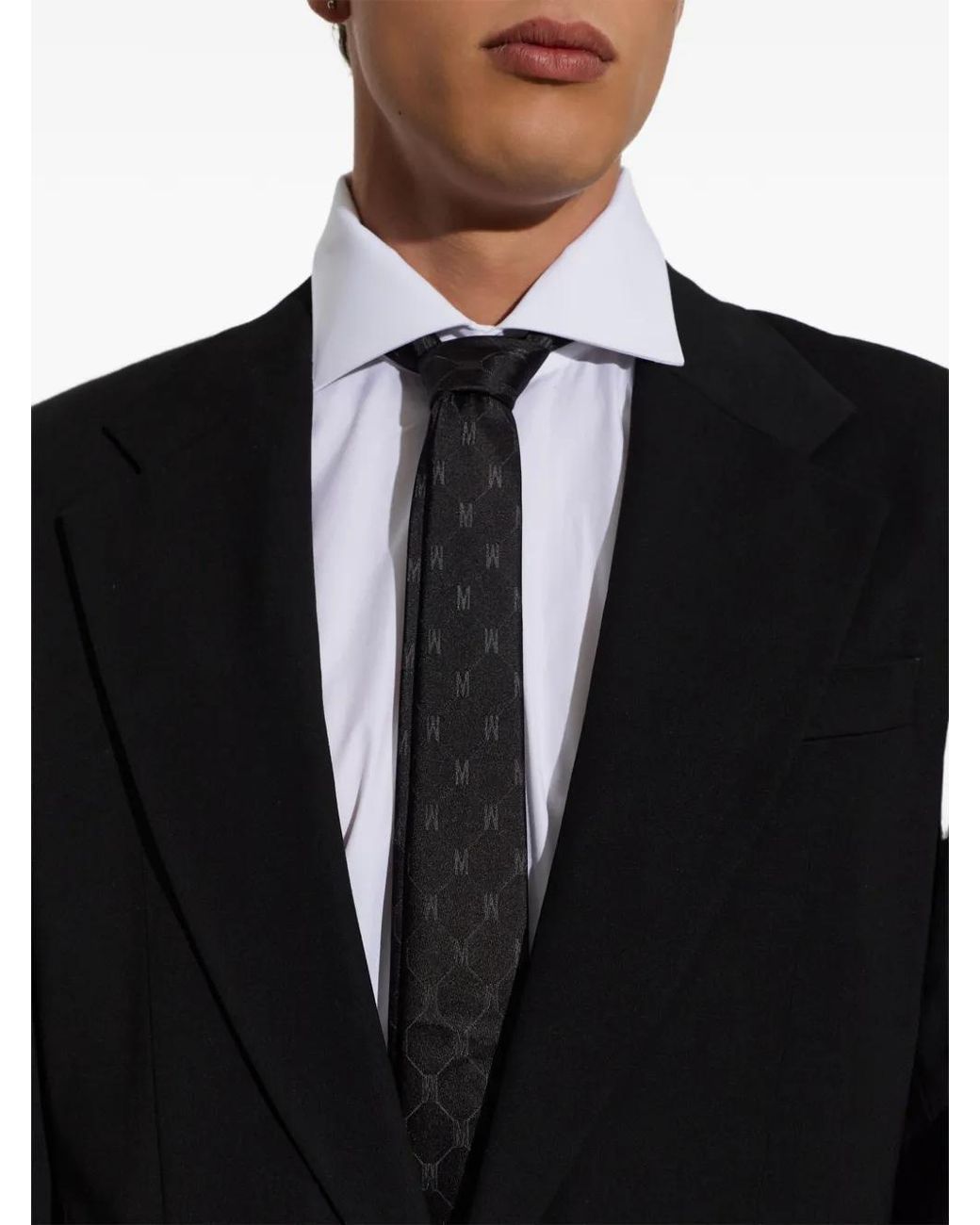 Moschino Black Logo-Jacquard Silk Tie for men