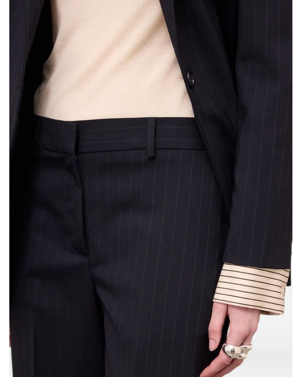Ottod'Ame Blue Pinstripe-Pattern Tailored Trousers