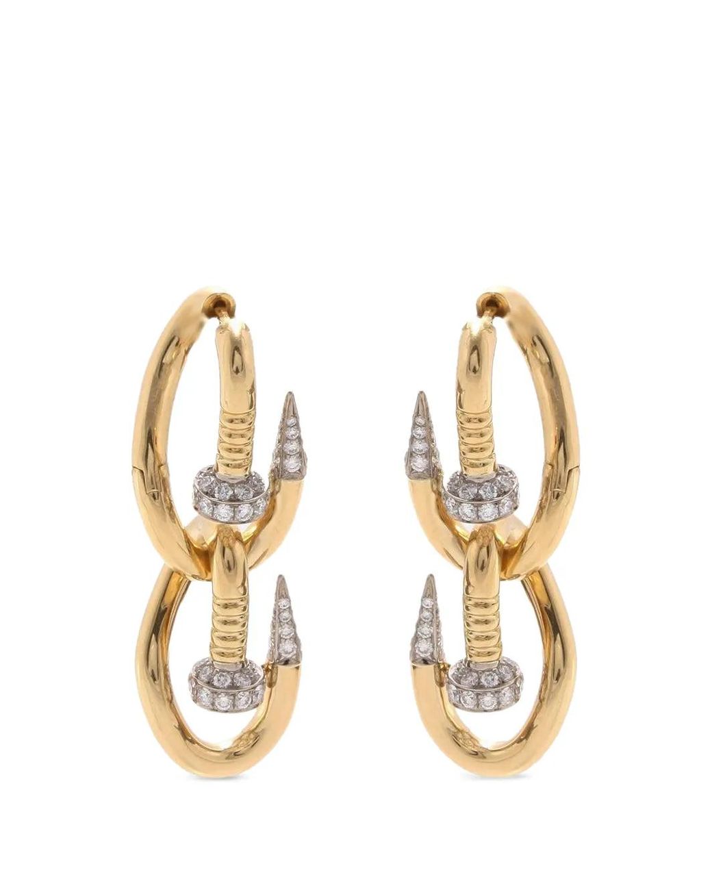 David Webb Metallic Double Bent Nail Diamond Earrings