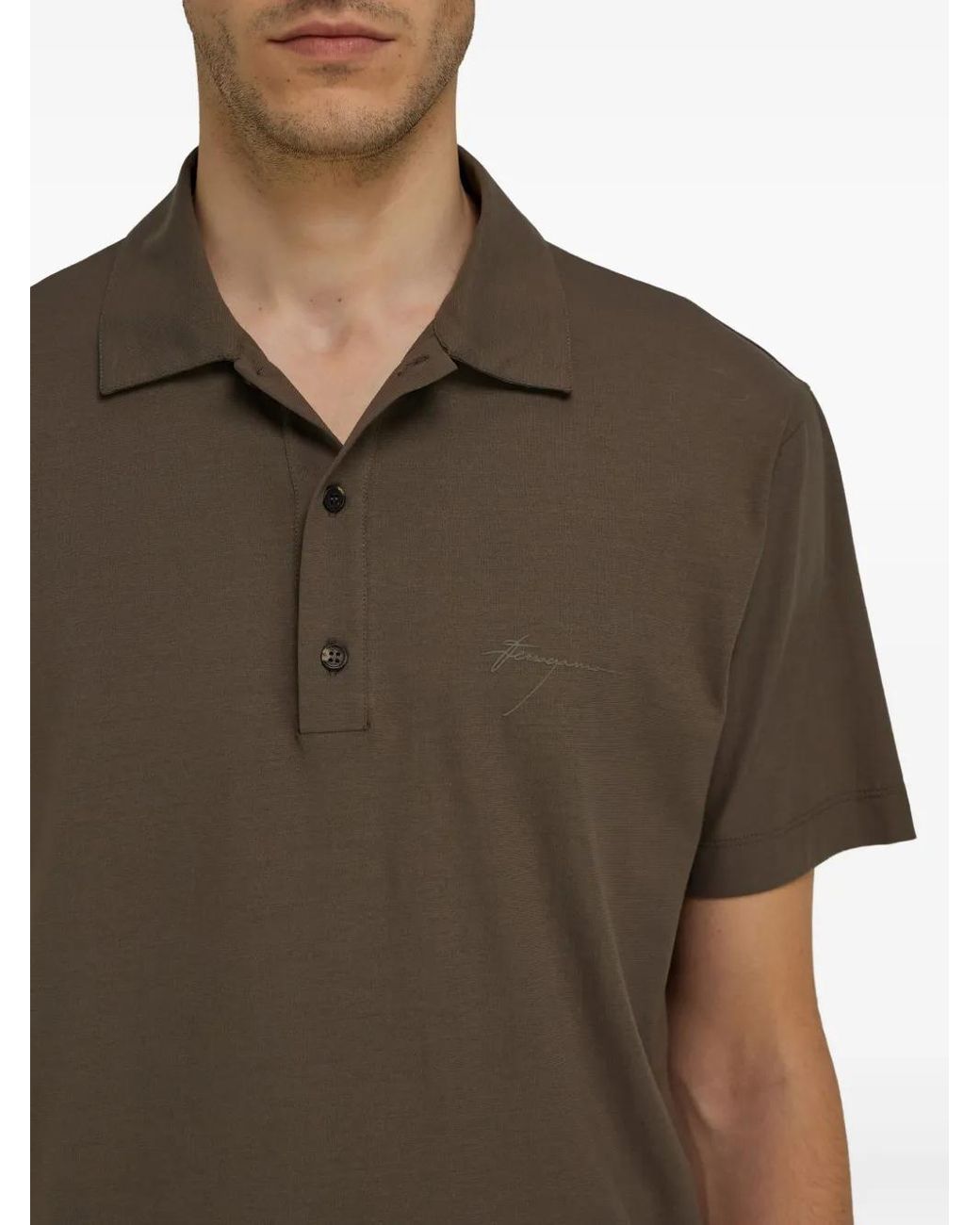 Ferragamo Brown Signature Cotton Polo Shirt for men