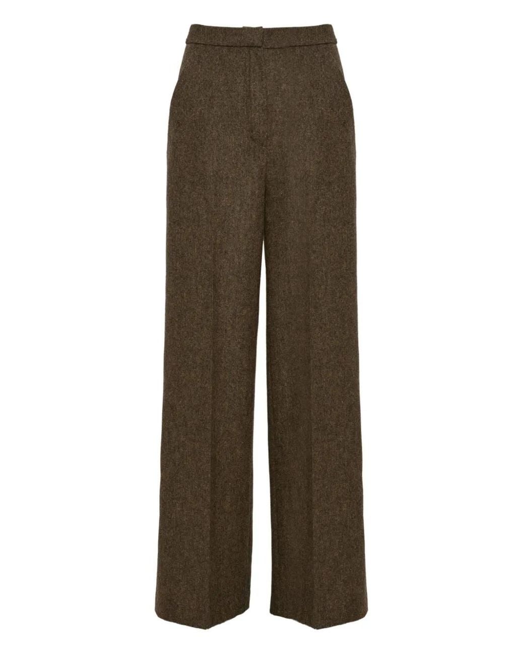 Yves Salomon Brown Flannel Tailored Trousers