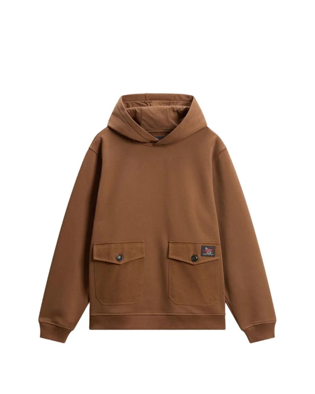 Woolrich Brown Pockets-Detail Hoodie for men