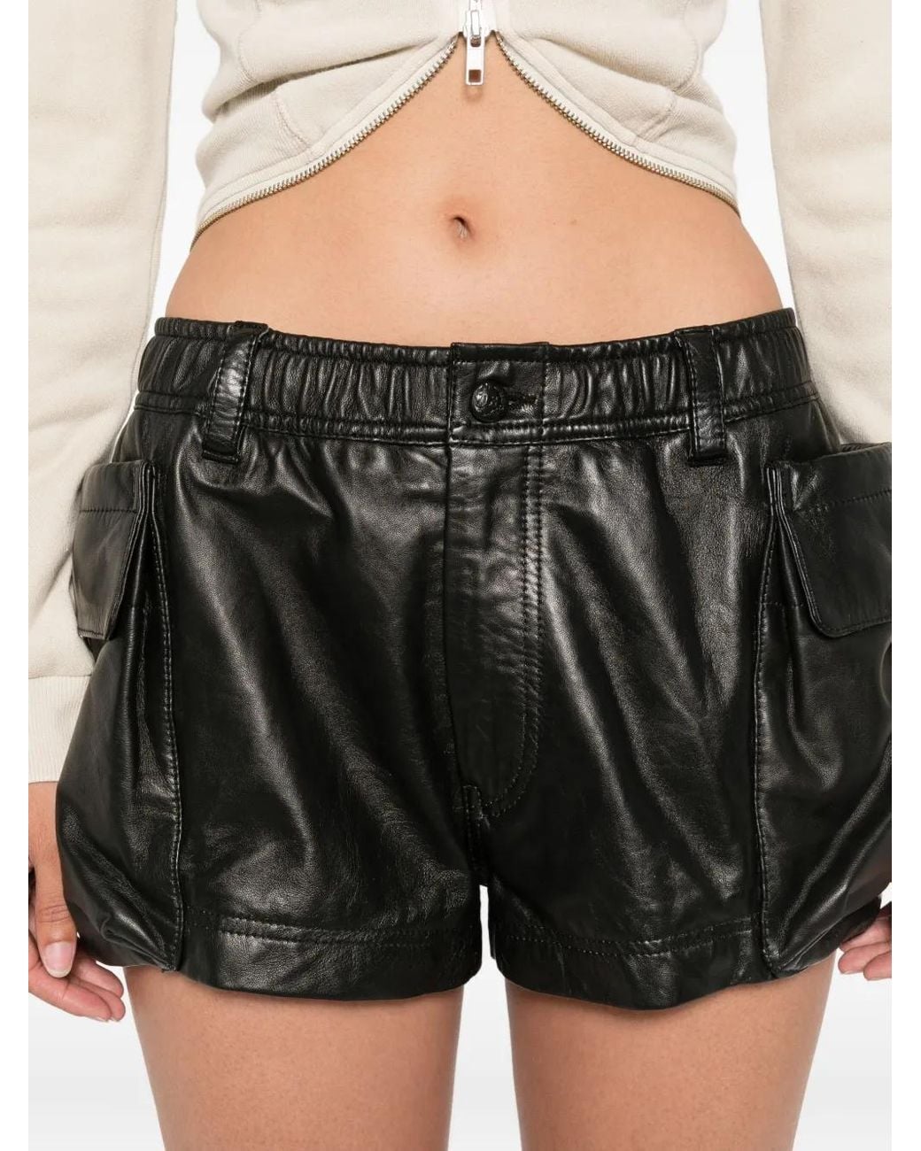 R13 Black Leather Shorts