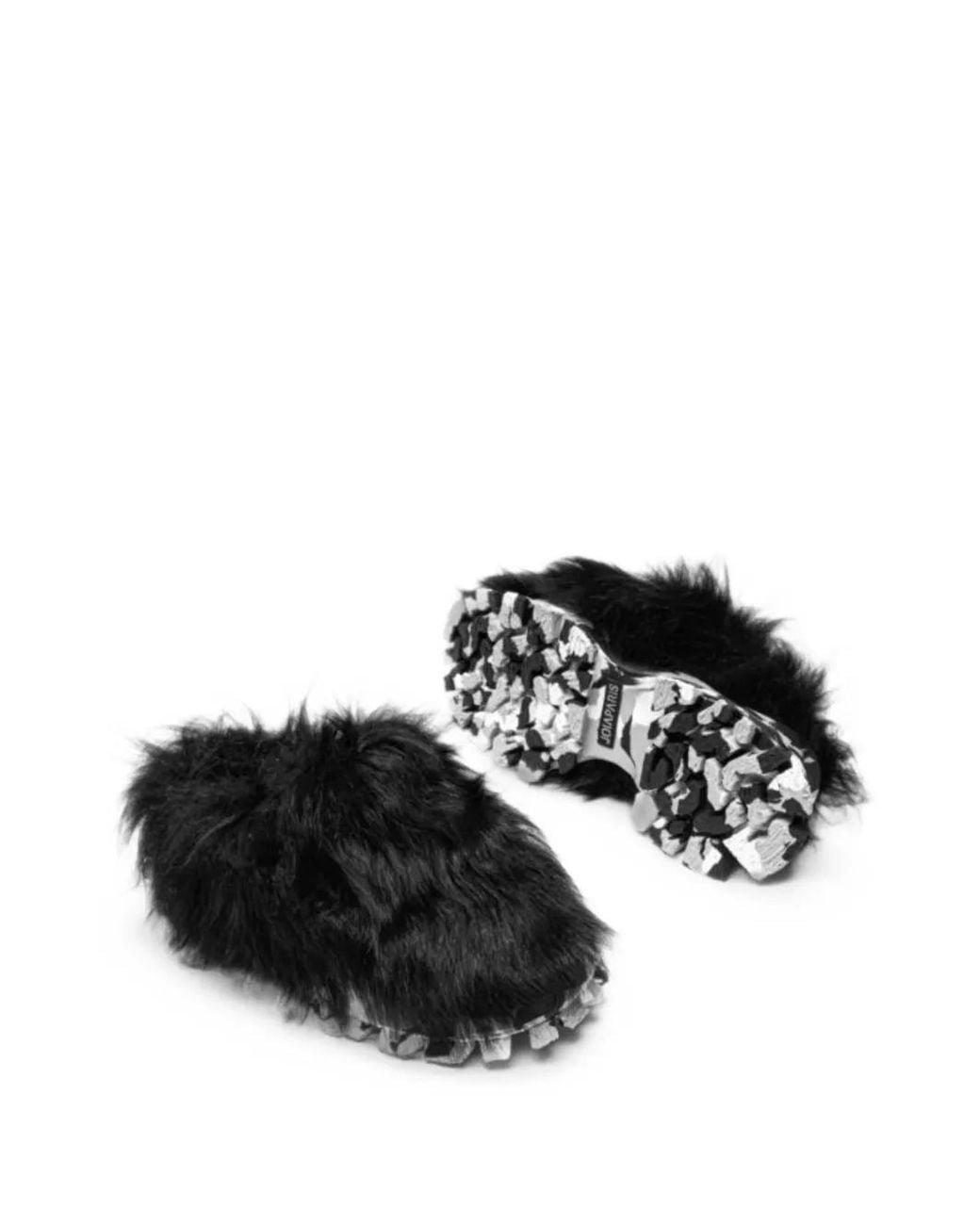 AMI Black Joia Paris Faux-Fur Sneakers