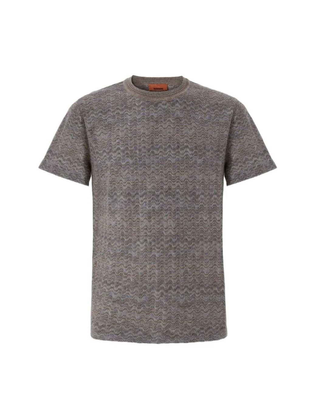 Missoni Gray Cashmere Knit Crewneck T-Shirt for men