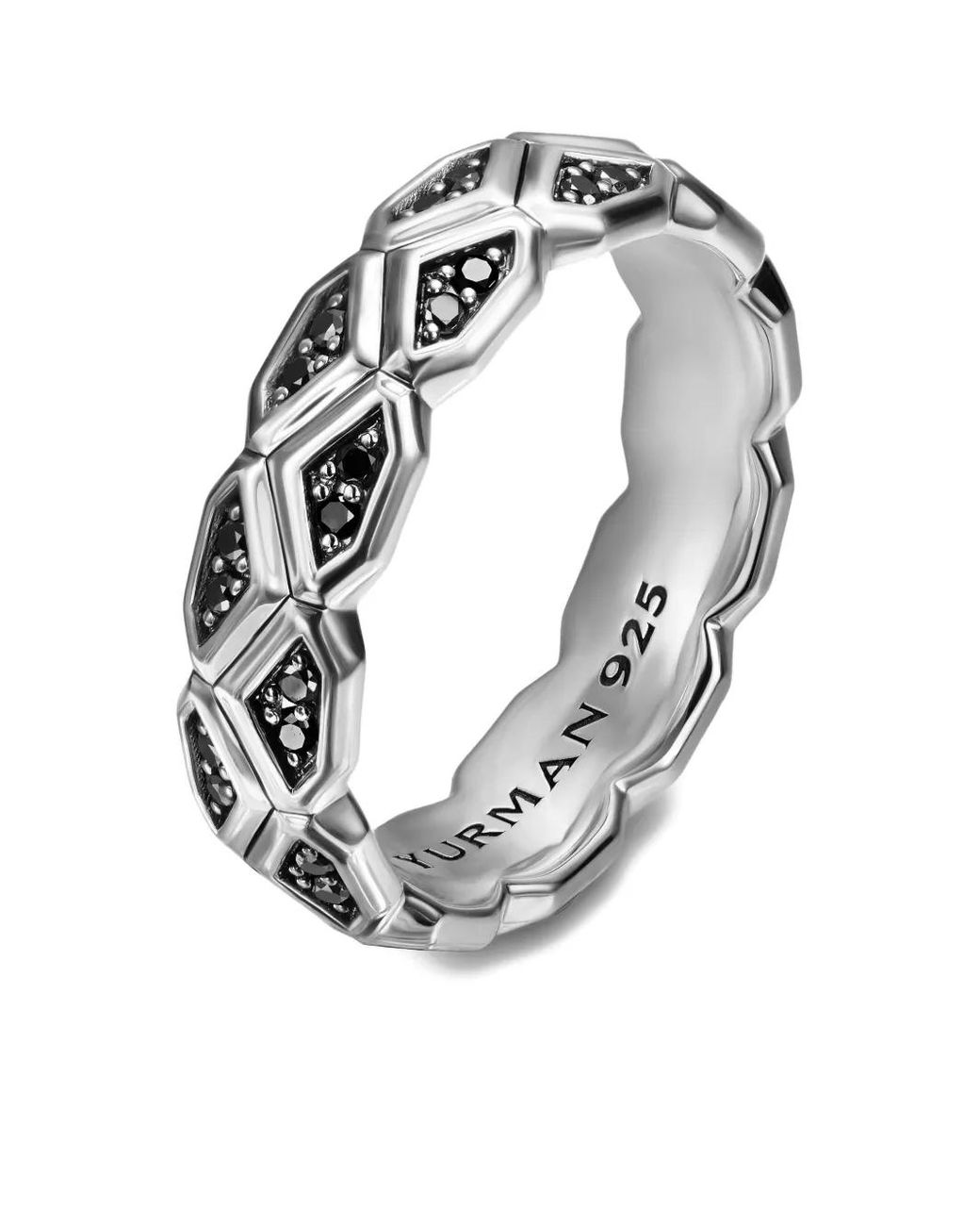 David Yurman White Sterling Hex Diamond Ring for men