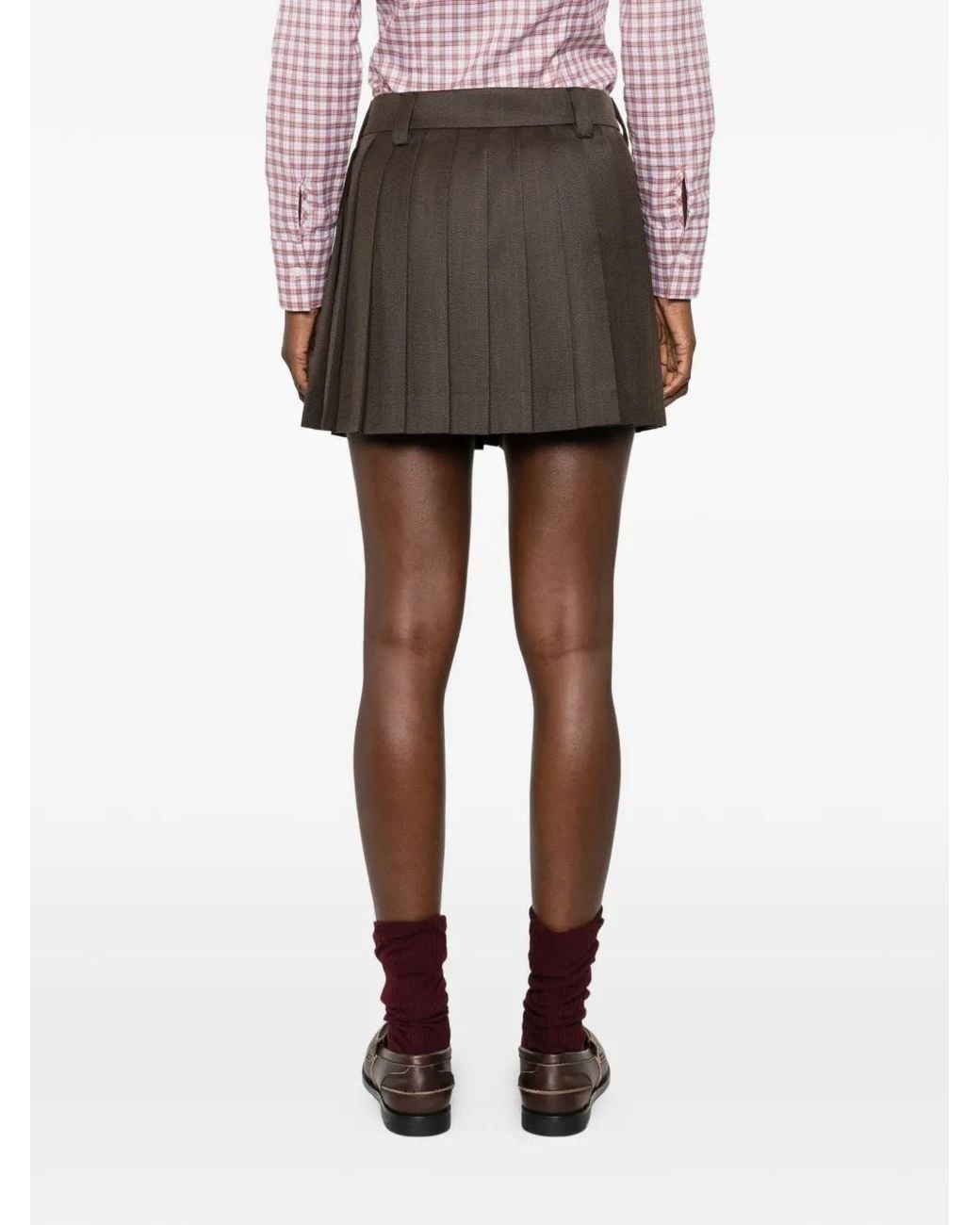 Miu Miu Brown Wool Mini Skirt