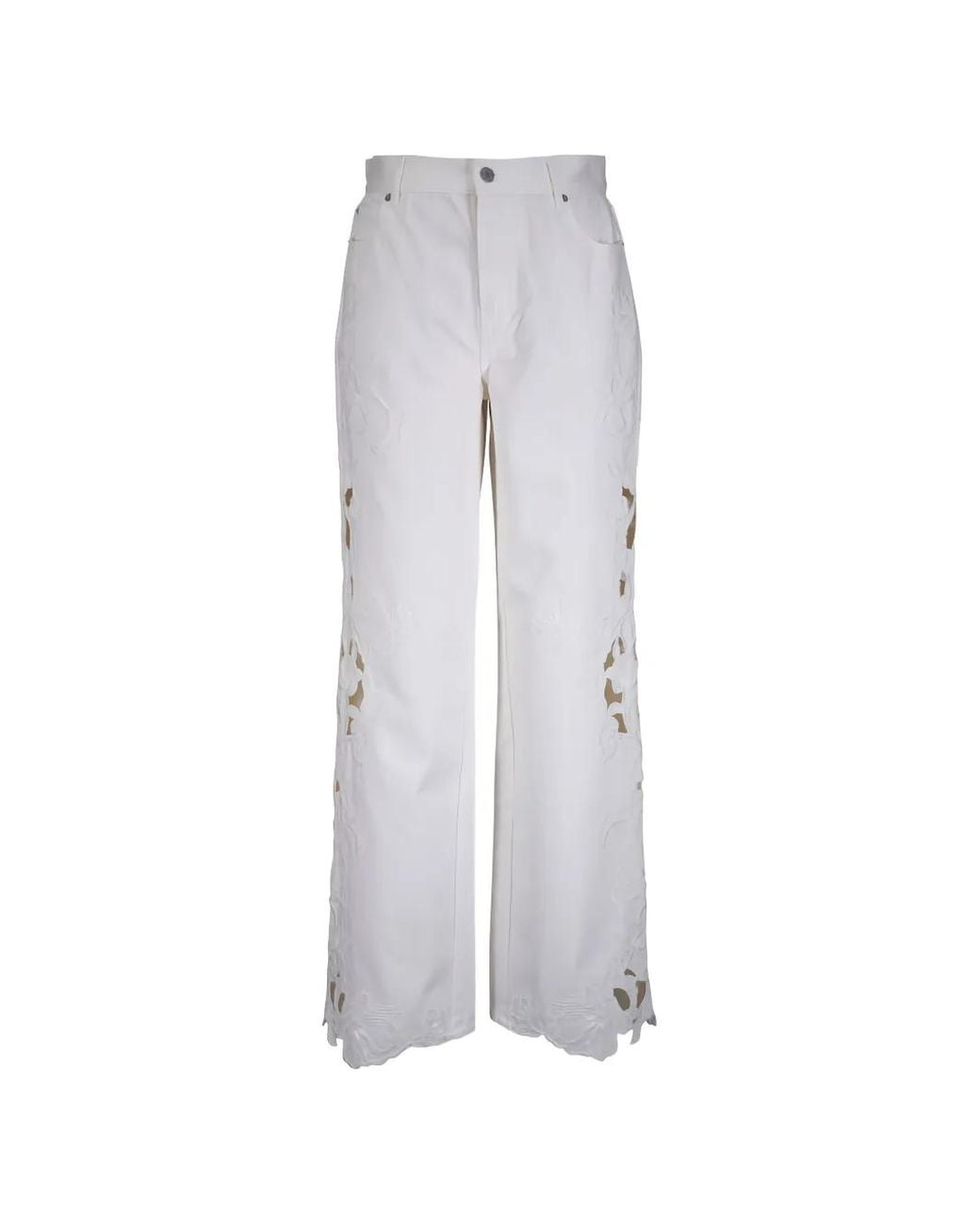 Jonathan Simkhai White Porter Cut-Out Floral-Embroidered Jeans
