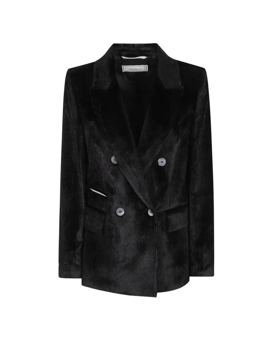 Peserico Black Corduroy Double-Breasted Jacket