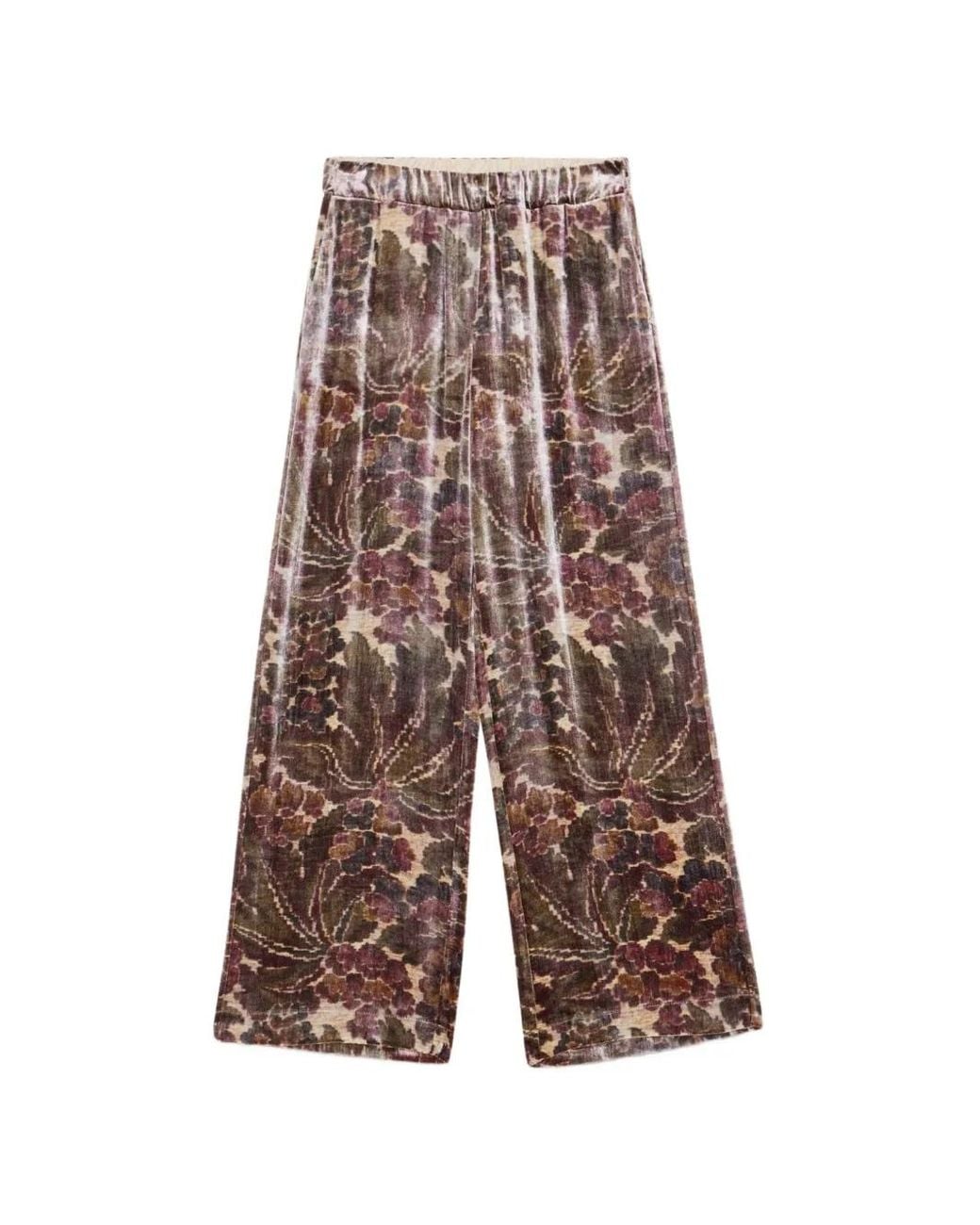 Ottod'Ame Brown Floral-Print Straight Trousers