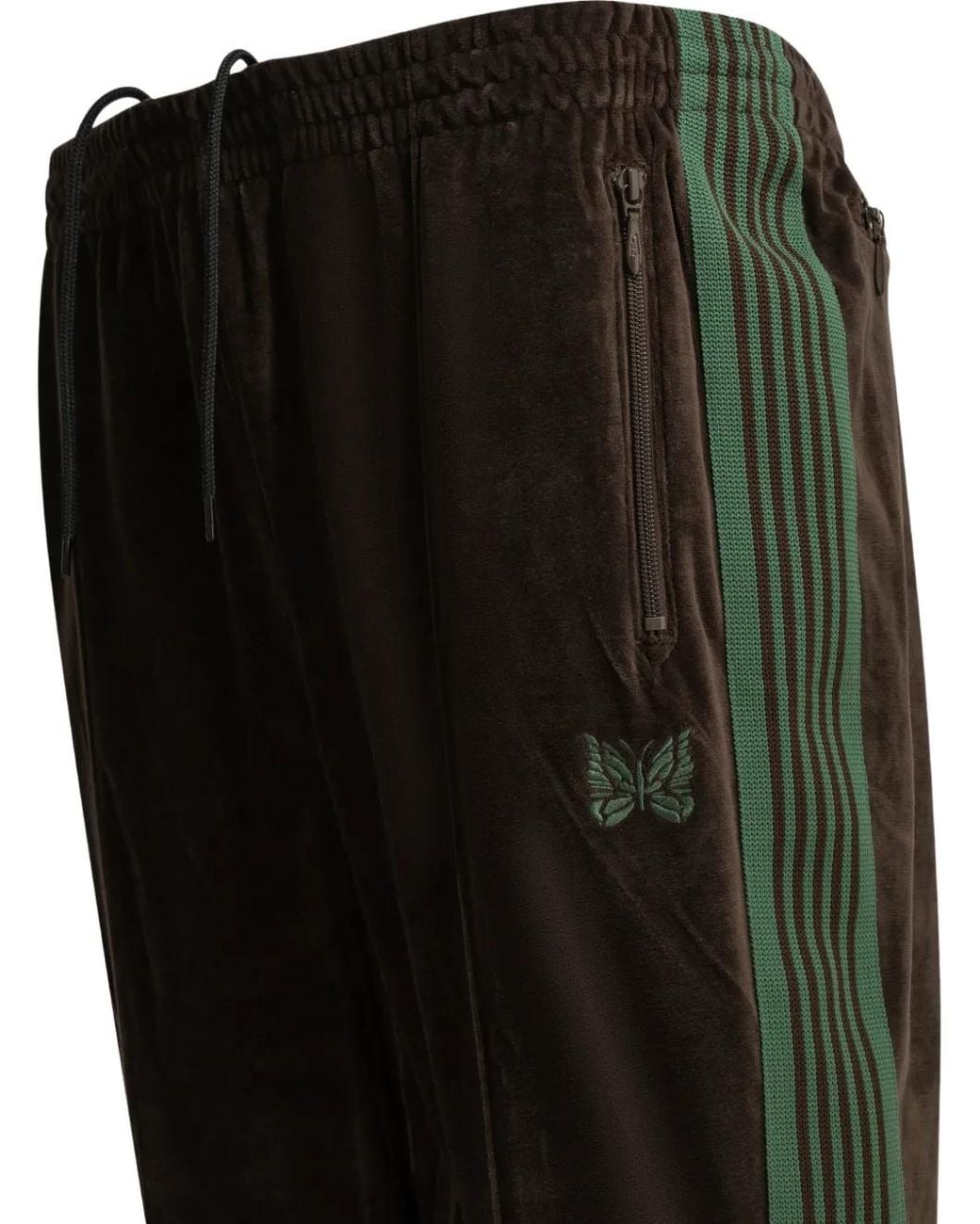 Needles Black Pantalon De Jogging En Velours À Détail De Logo for men