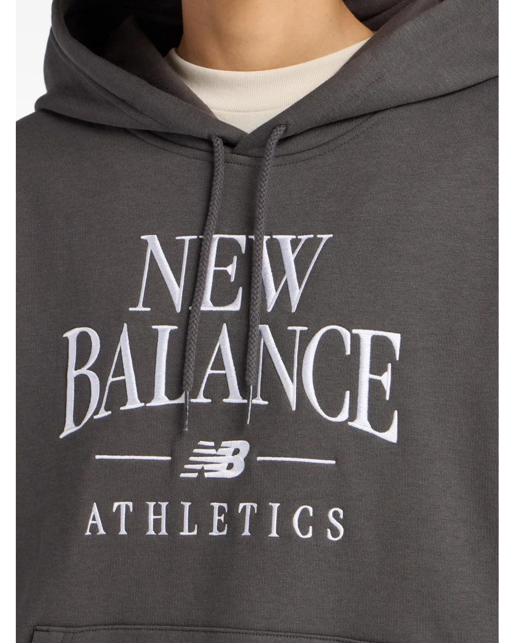 New Balance Gray Hoodie À Logo Brodé