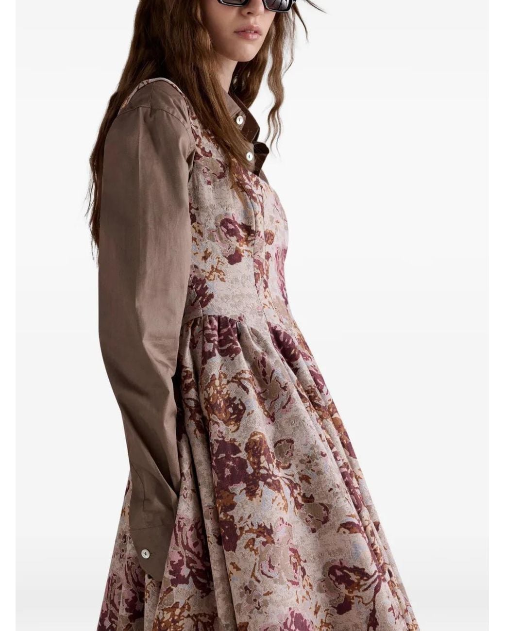 Antonio Marras Natural Rose-Jacquard Midi Dress