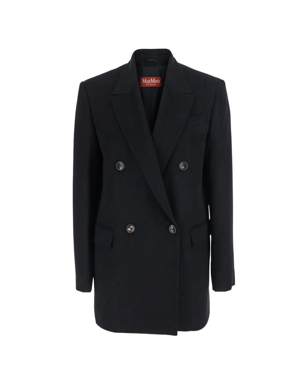 Max Mara Blue Double-Breasted Peaked-Lapel Jacket