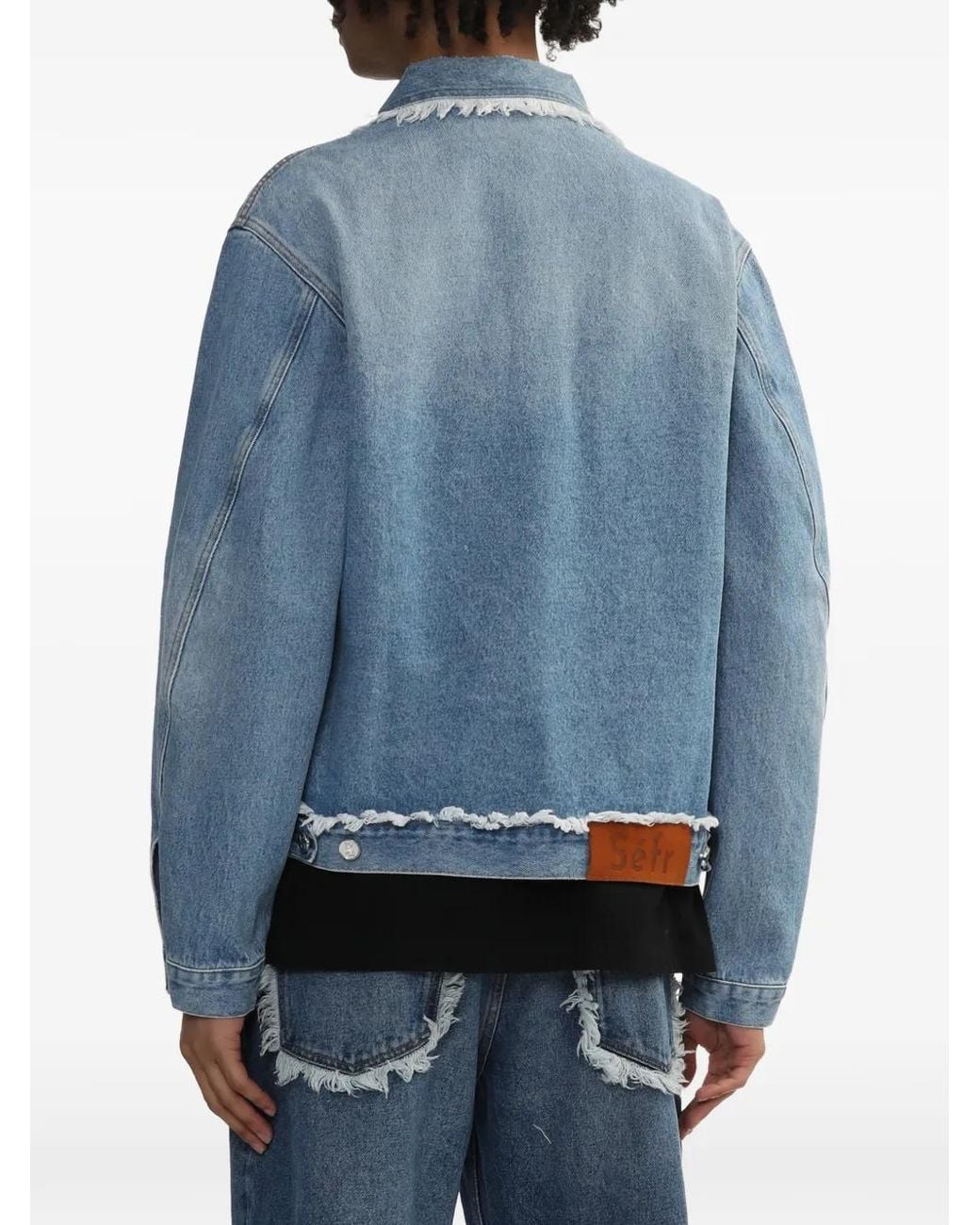 Séfr Blue Veste En Jean À Bords Francs for men