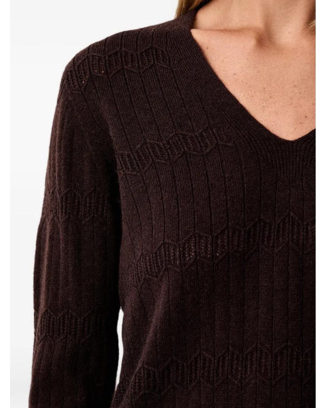 Twinset Black Chevron-Knit V-Neck Sweater