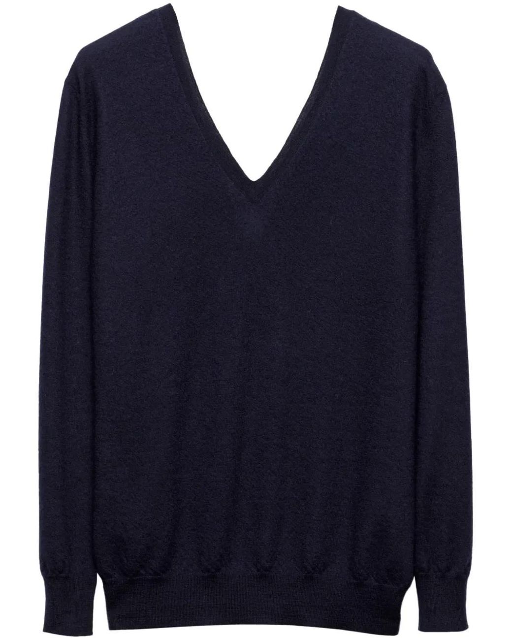 Prada Blue V-Neck Cashmere Sweater