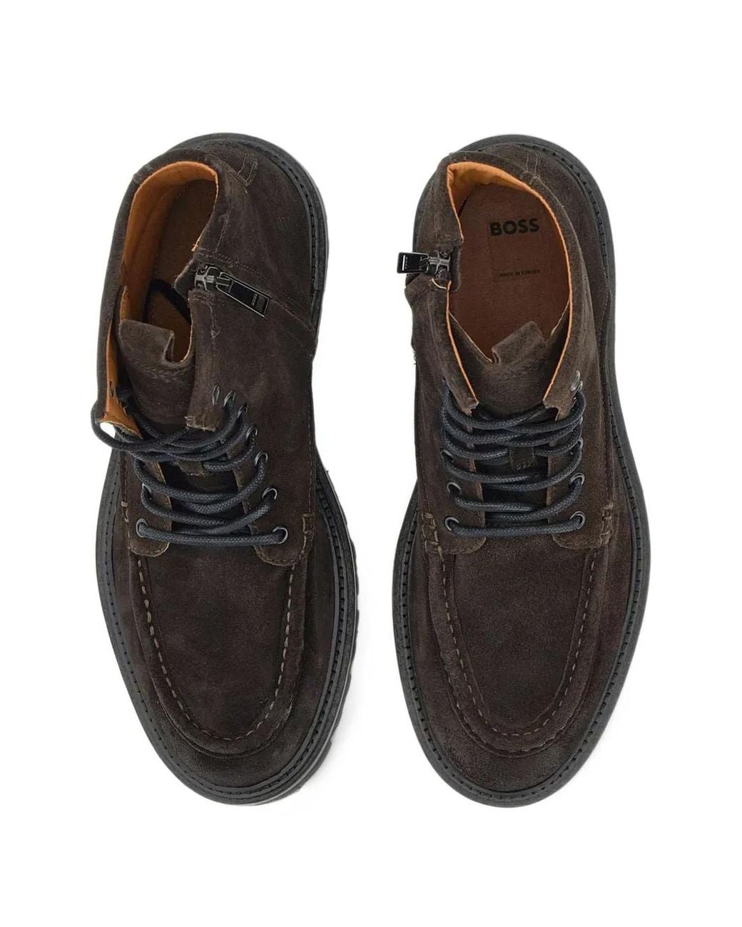 Boss Black Bottines Lacées En Daim Avec Fermeture Zippée Latérale for men