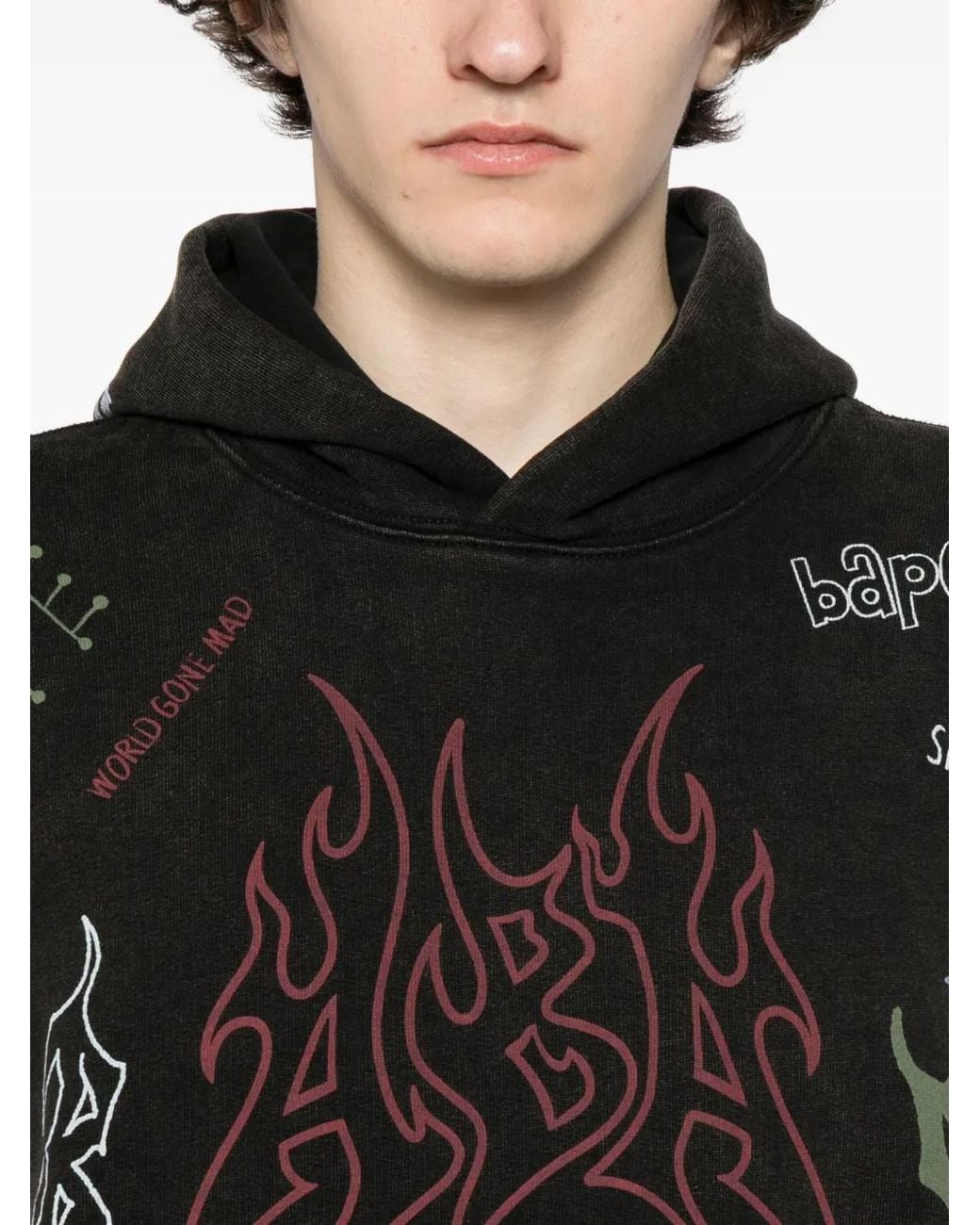 A Bathing Ape Black Logo-Print Hoodie for men