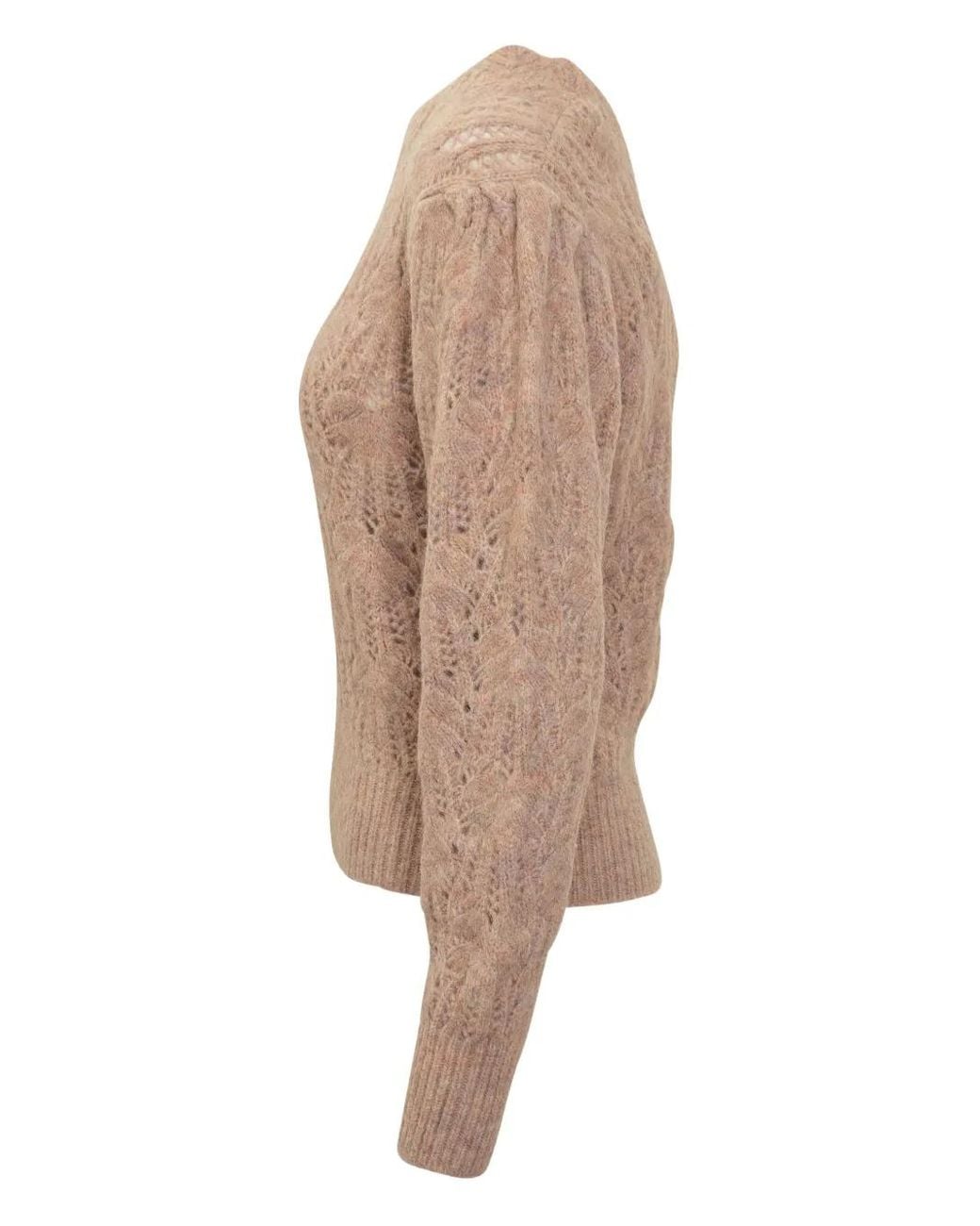 Isabel Marant Natural Puff-Sleeve Open-Knit Sweater