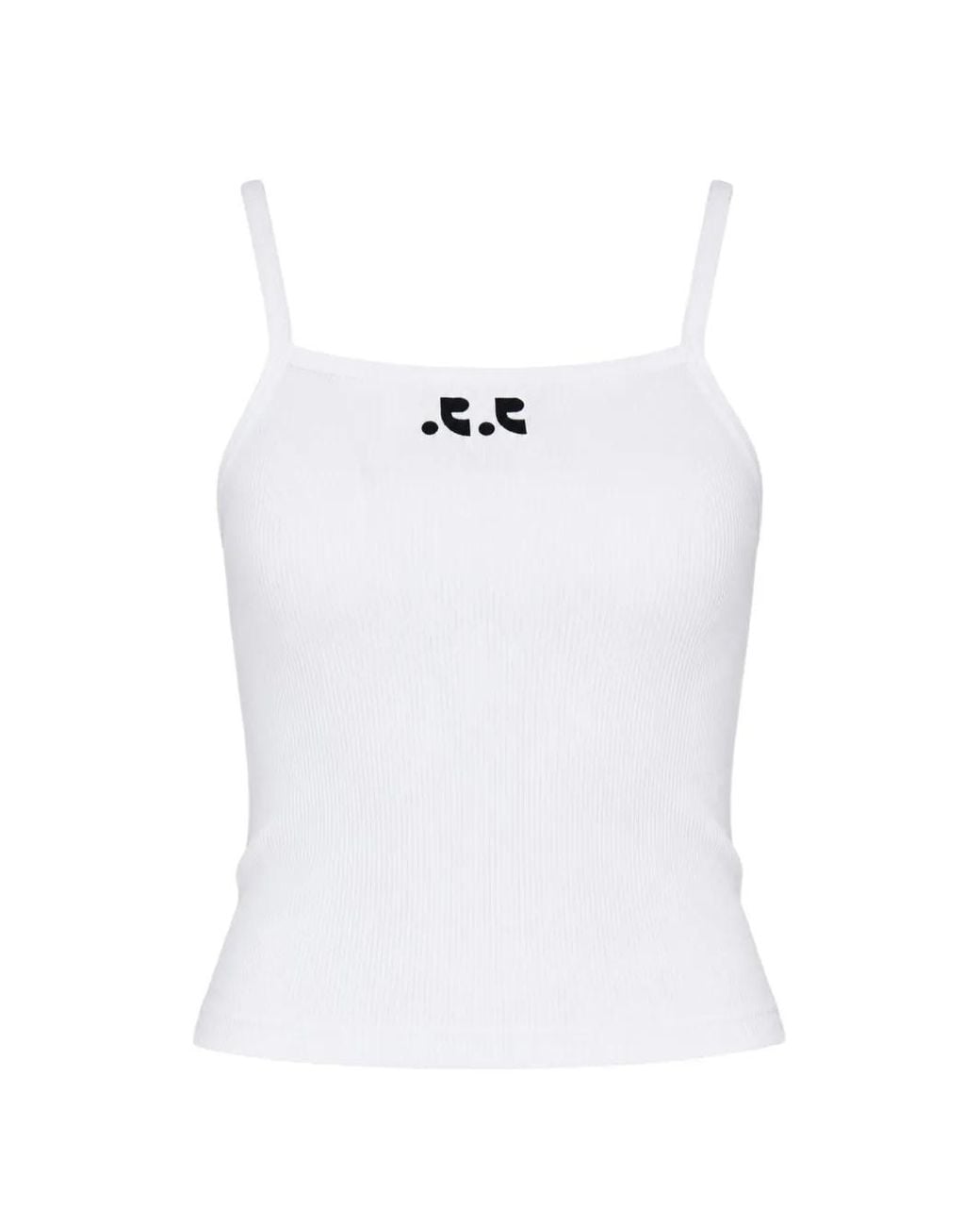 Rest&Recreation White Ribbed Logo-Print Top