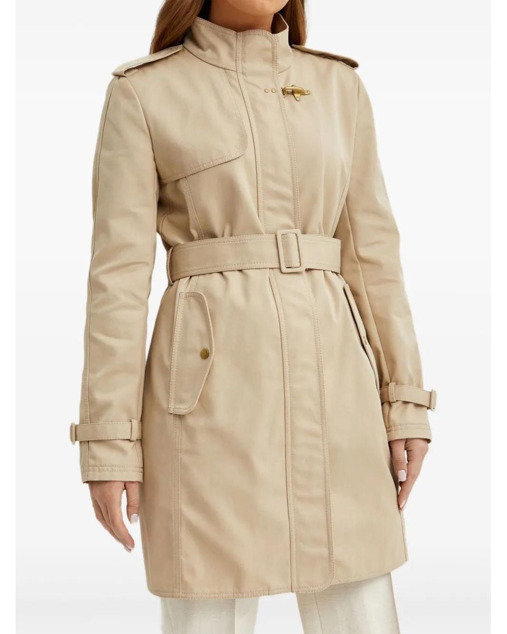Fay Natural Belted Hook Coat