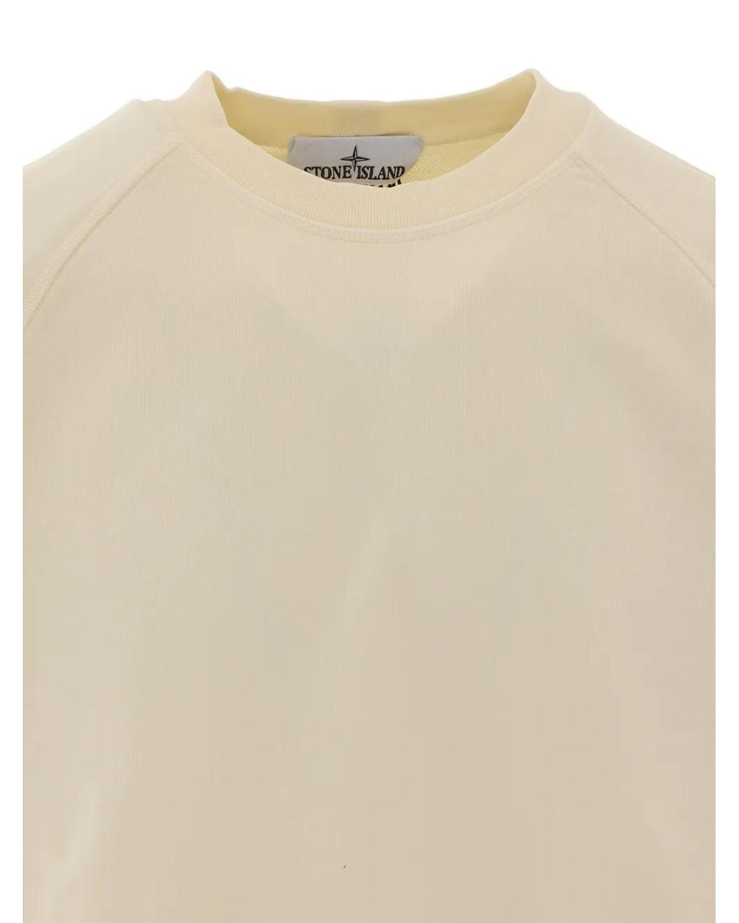 Stone Island White 6100008 Organic-Cotton-Fleece Sweatshirt for men