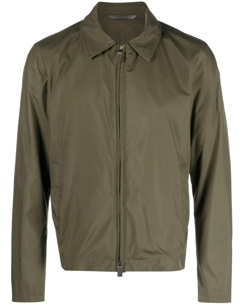 Canali Green Goatskin Zip-Up Shirt Jacket for men