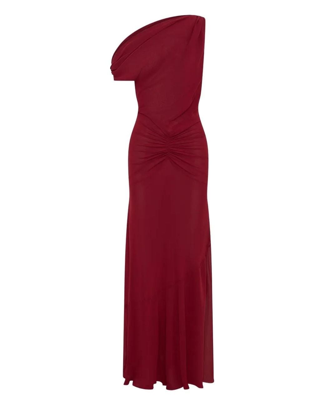 Nicholas Red Elza One-Shoulder Ruched Maxi Dress