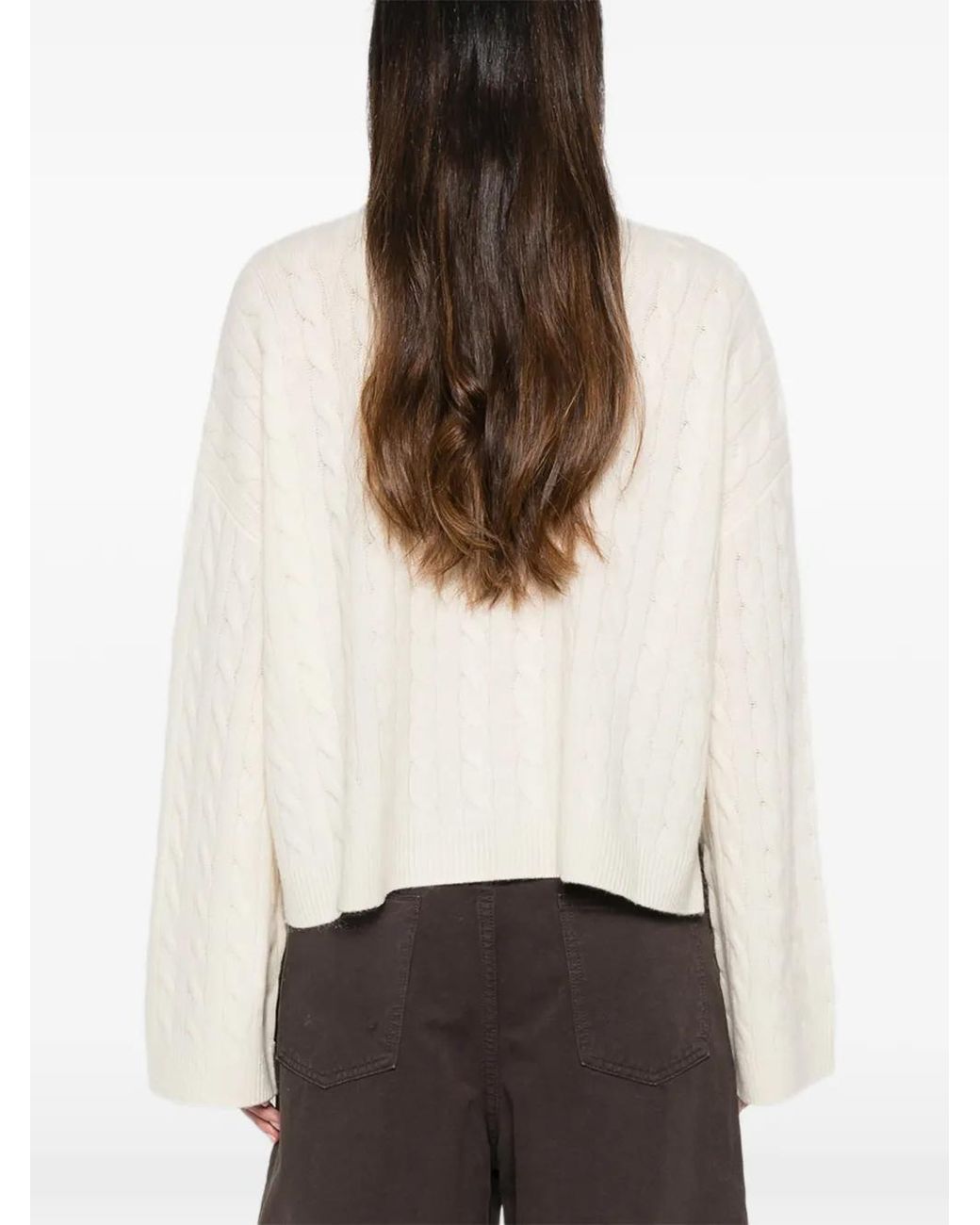 Doen White Cambridge Pullover mit Zopfmuster