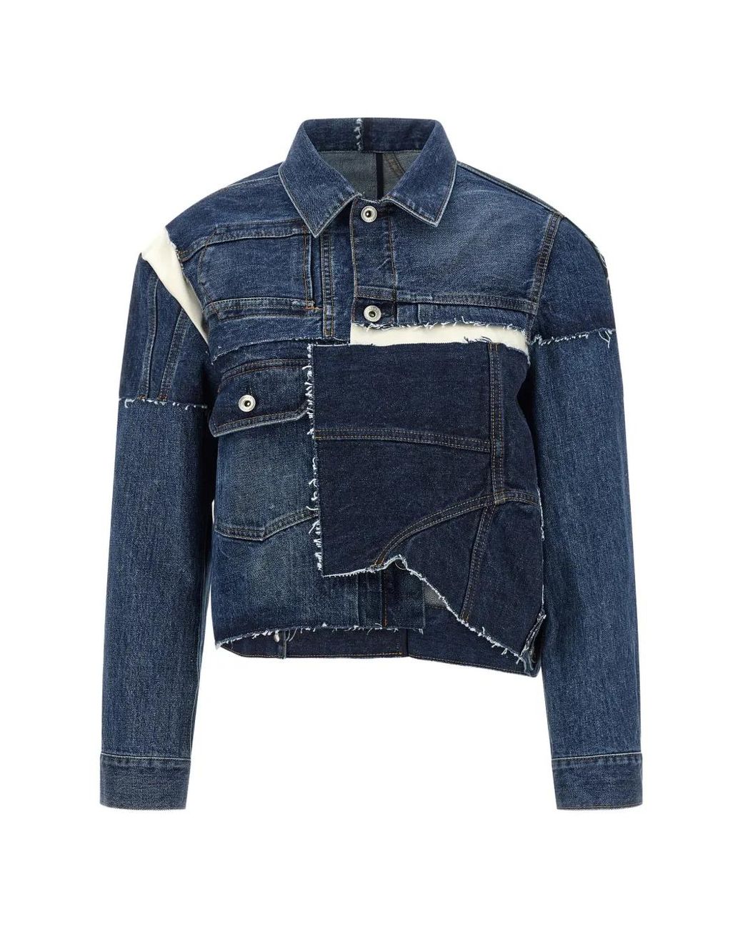 Sacai Blue Patchwork-Design Denim Jacket