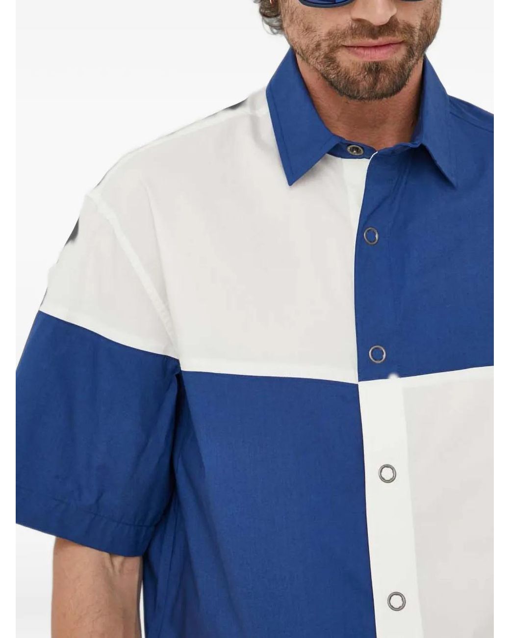 Benetton Blue Checked-Pattern Buttoned Shirt for men