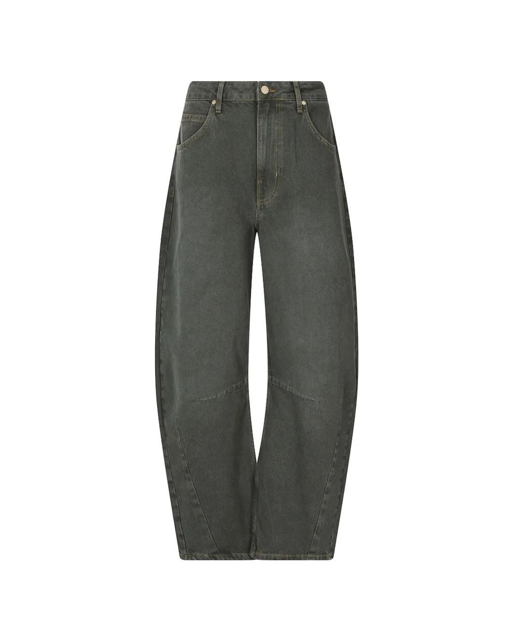 Essentiel Antwerp Gray Barrel-Leg Panelled Cropped Jeans
