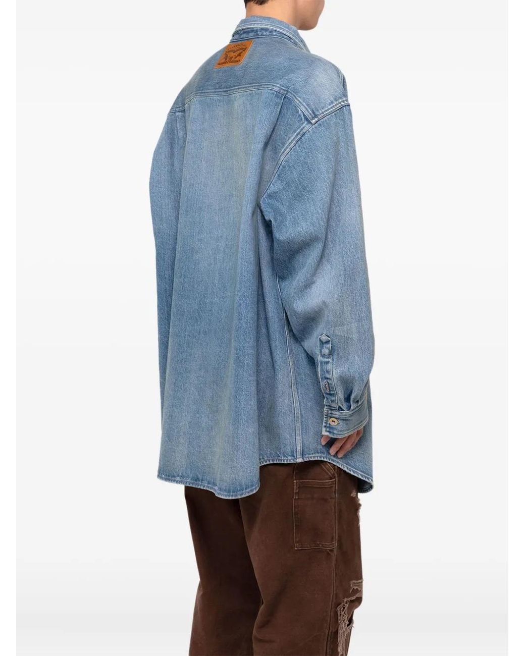 KAMIYA Blue Surchemise En Jean À Cœur Brodé for men