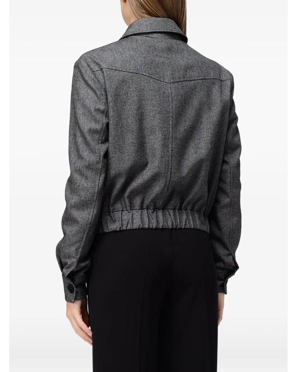 Hanita Gray Button-Up Elasticated-Hem Jacket