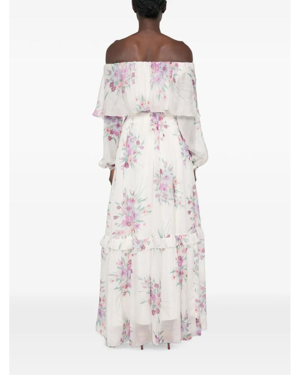 Raquel Diniz White Marisol Floral-Print Ruffled Maxi Dress