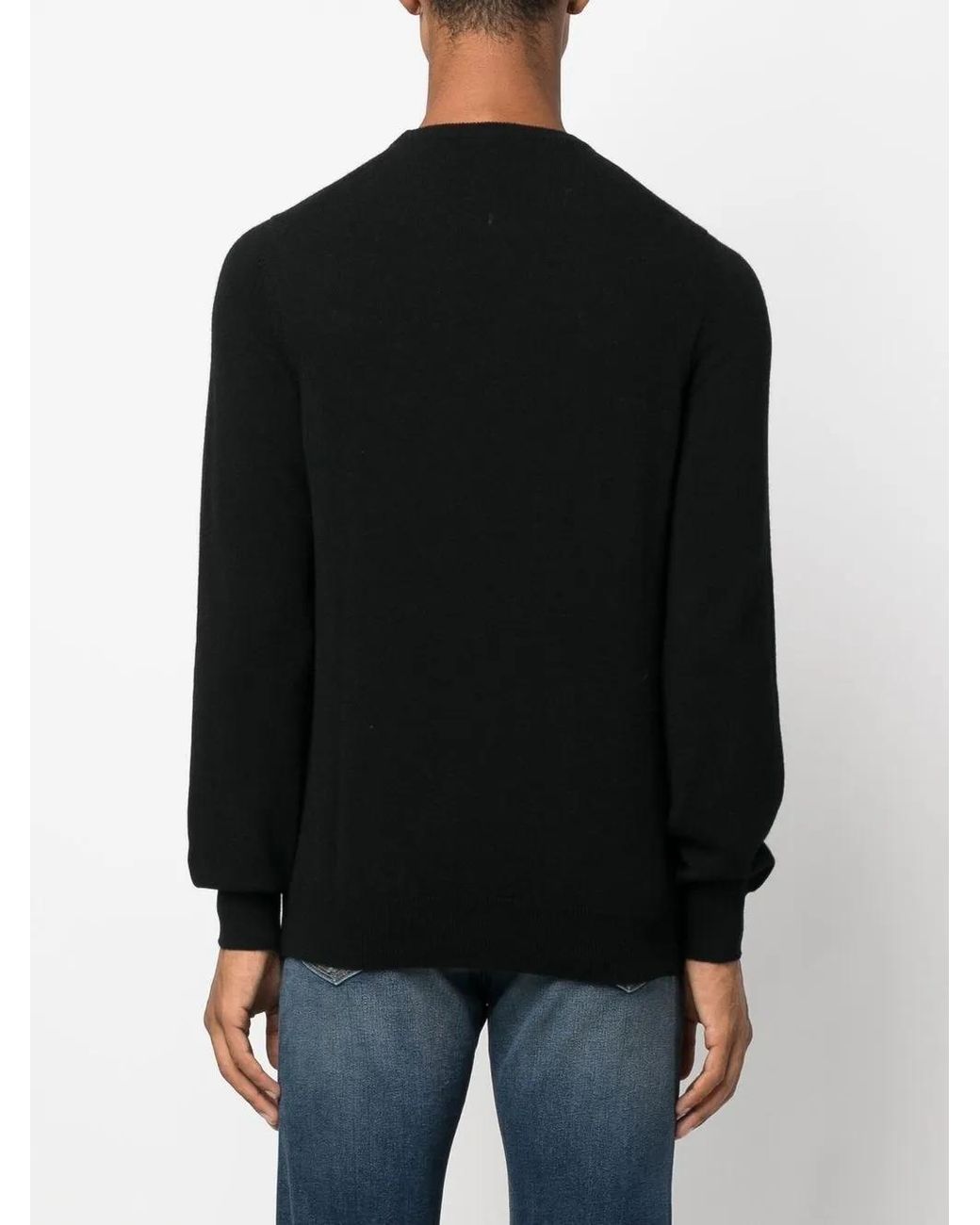 Fedeli Black Crew-Neck Pullover Jumper for men