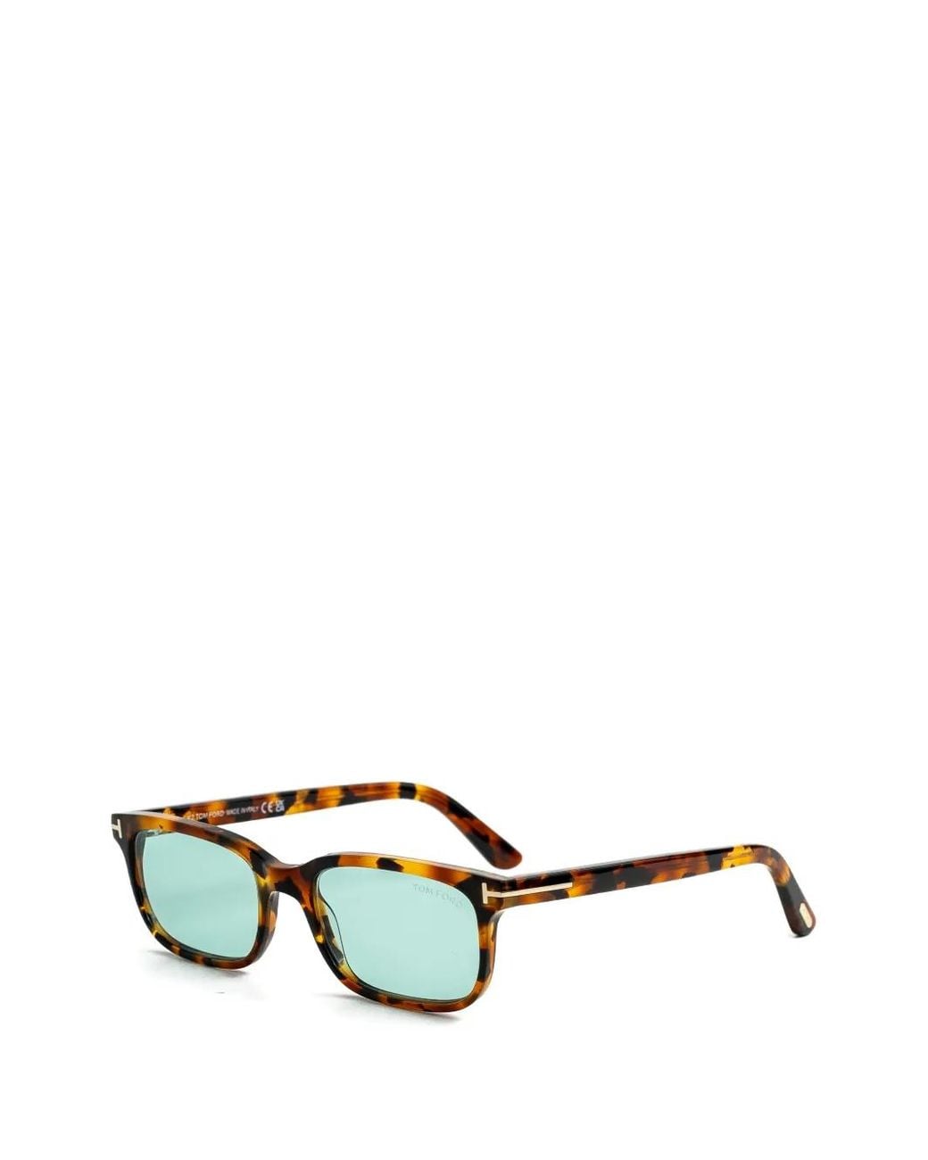 Tom Ford Green Tortoiseshell-Effect Rectangle-Frame Sunglasses