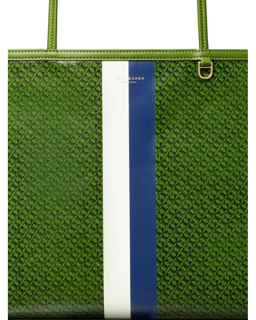Tory Burch Green Racer Tote Bag