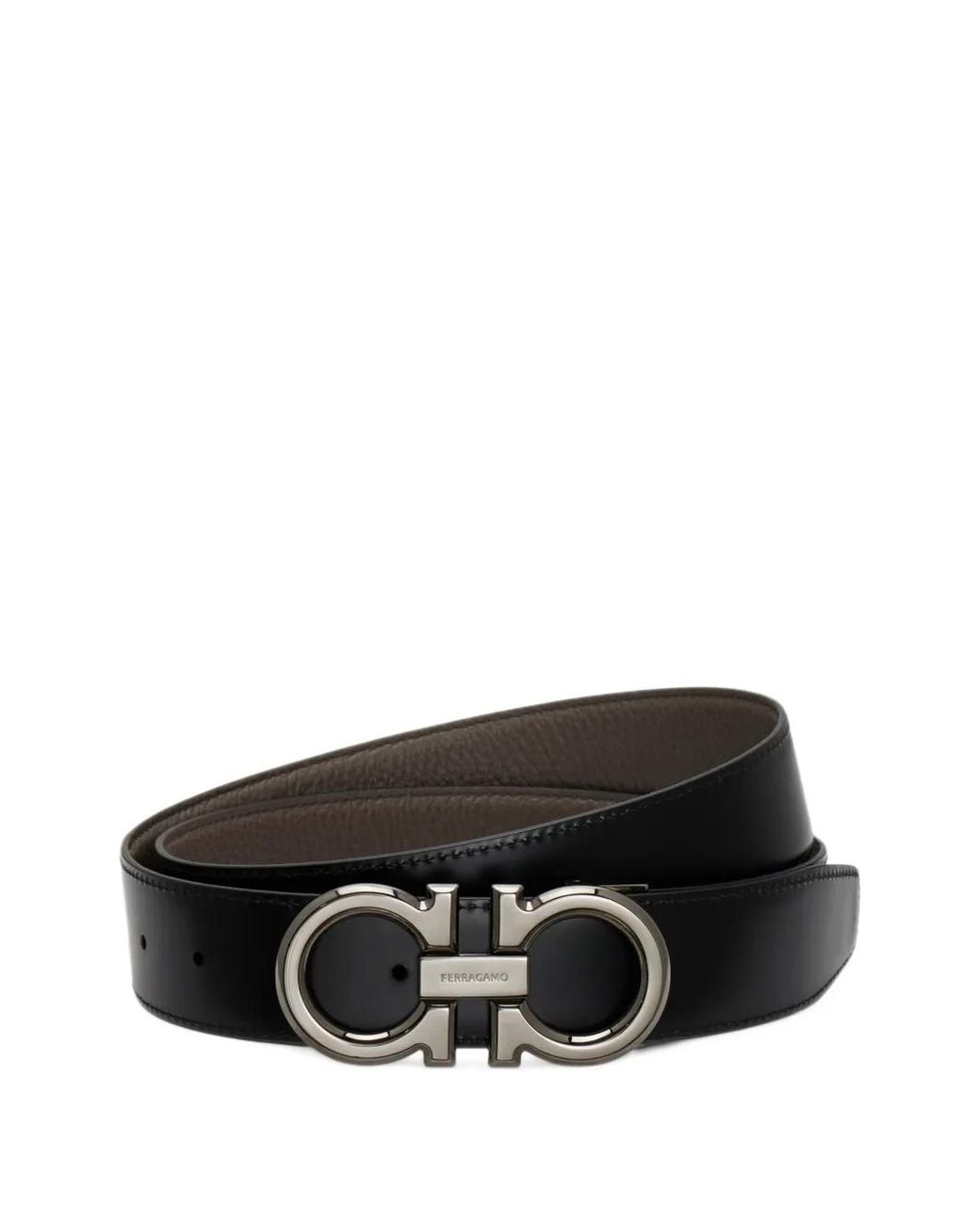 Ferragamo Black Reversible And Adjustable Gancini Belt for men