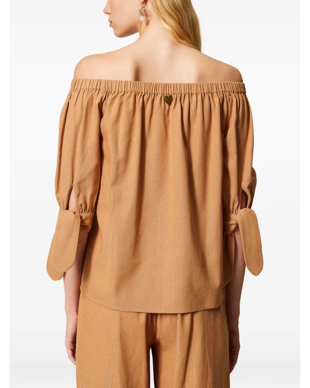 Twinset Brown Lurex Pinstripe Blouse