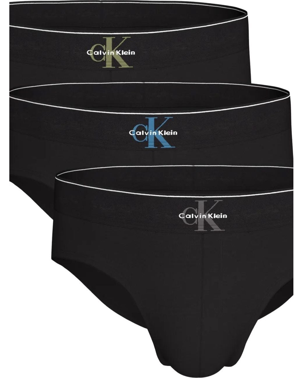 Calvin Klein Black Logo-Waistband Briefs (Set Of Three) for men