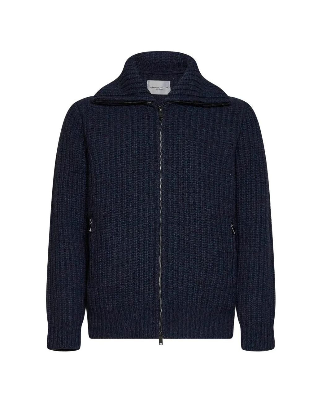 Roberto Collina Blue Chunky-Knit Zip-Up Cardigan for men
