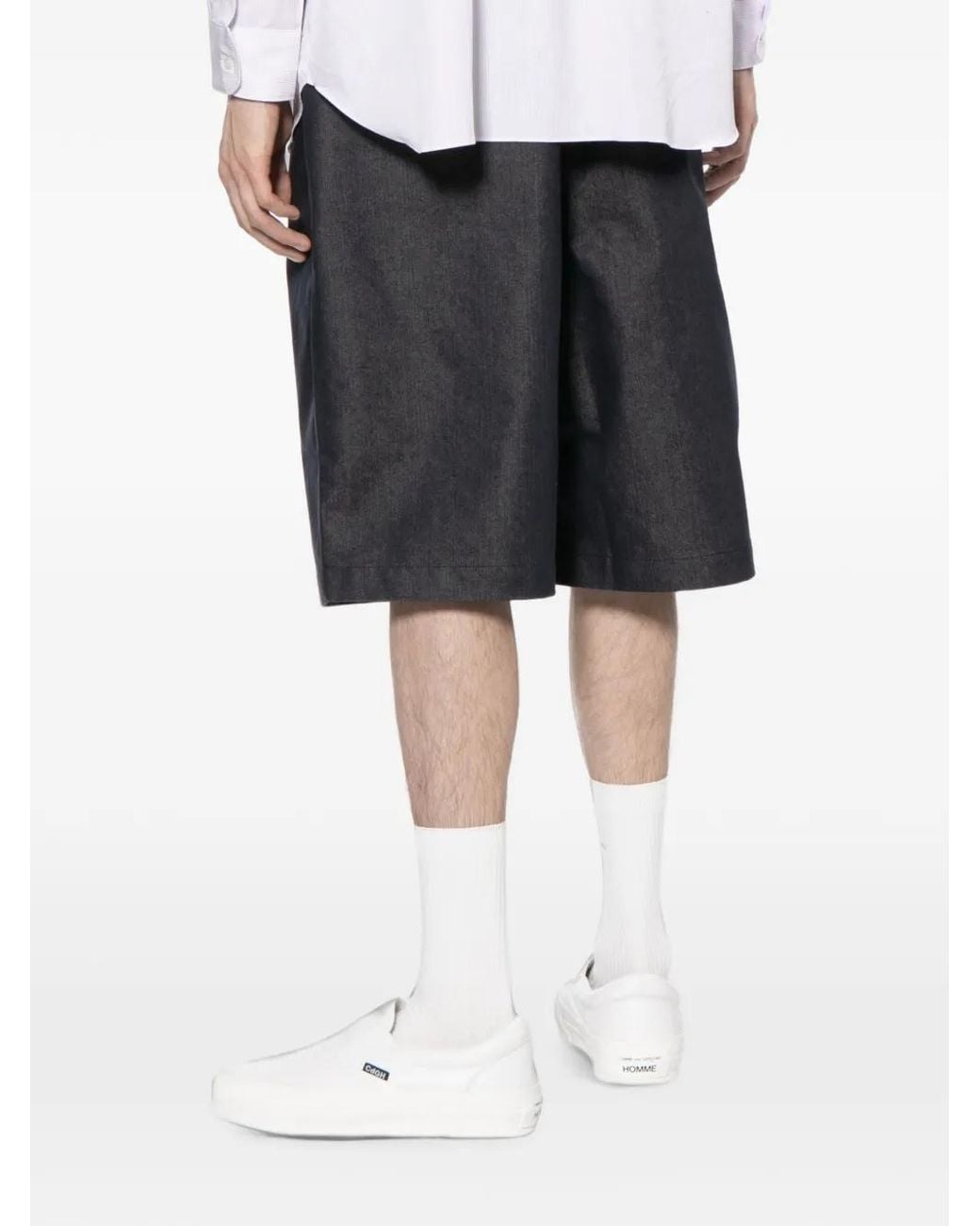 Comme des Garçons Gray Pleated Elasticated-Waistband Shorts for men