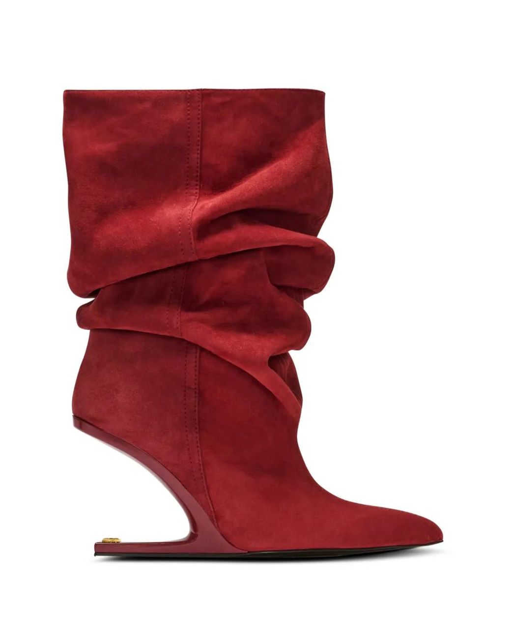 Balmain Red No Wedge' Suede Ankle Boots