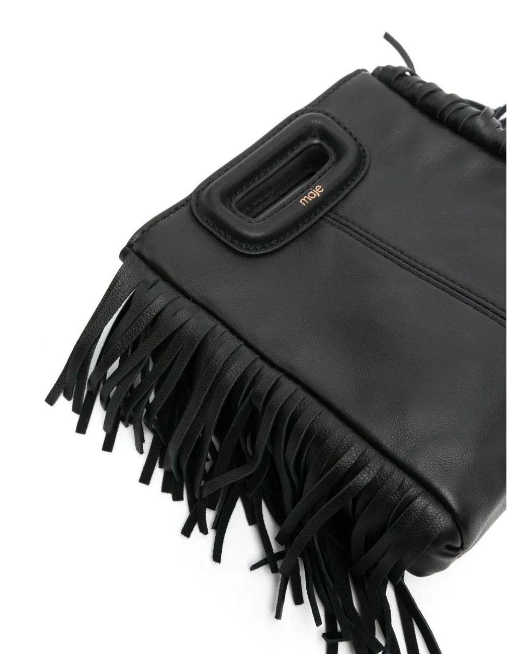 Bolso Shopper De Piel Con Flecos Maje de color Black