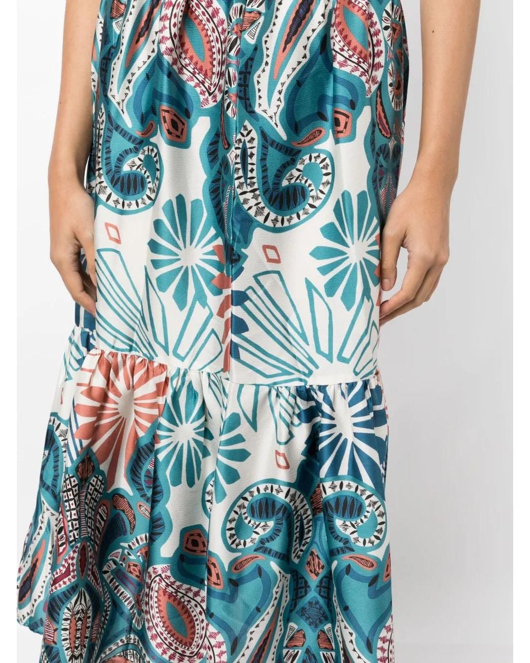 Ba&sh Blue Botanical-Print Flared Skirt